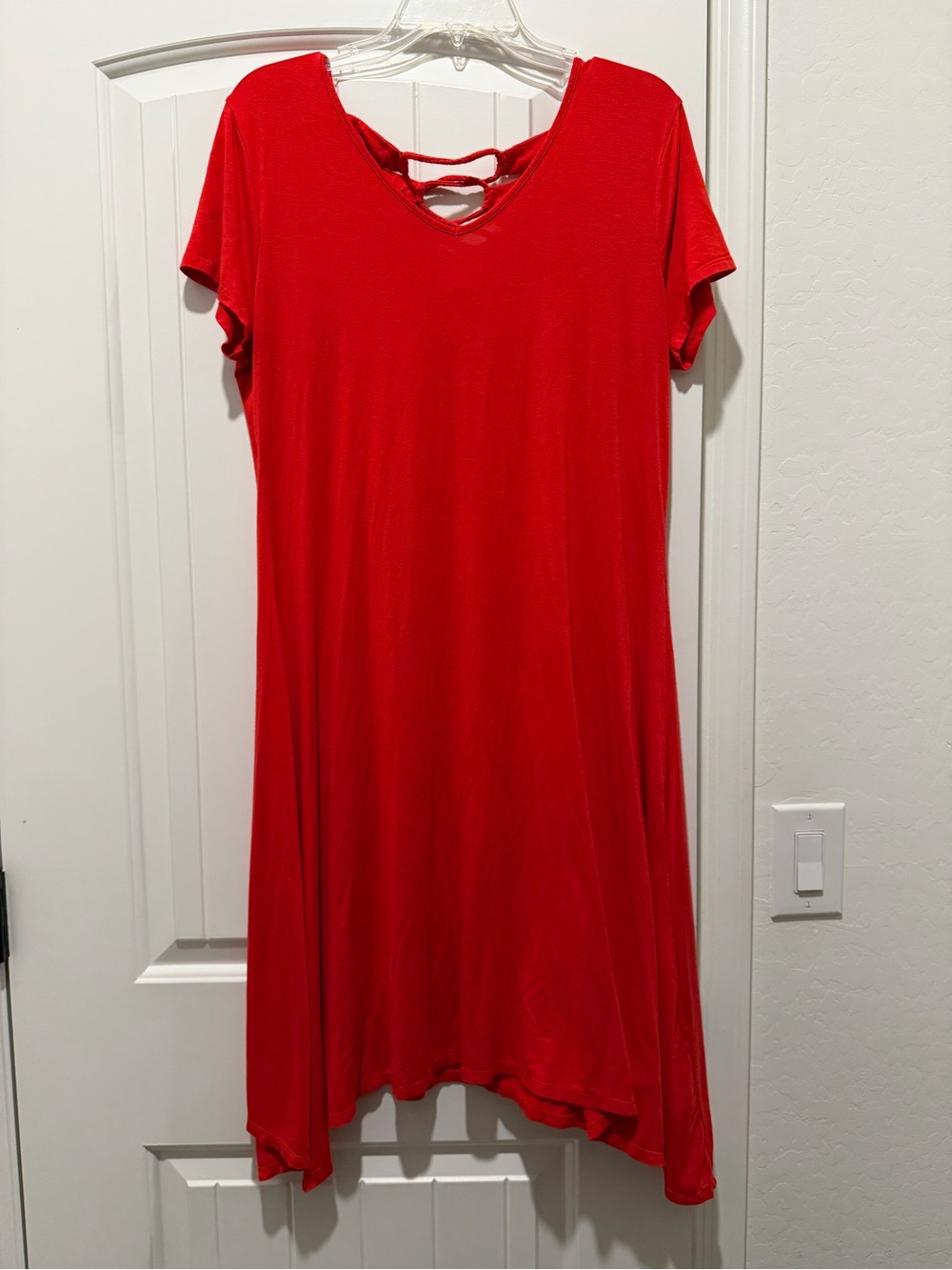 Chico's Red Cutout Cage Back T-Shirt Dress Size 2 L